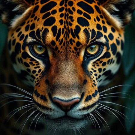 Portrait of a leopard in the jungle. Animal portrait.の素材