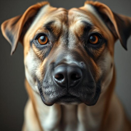 Close-up portrait of a Rhodesian Ridgeback looking at cameraの素材