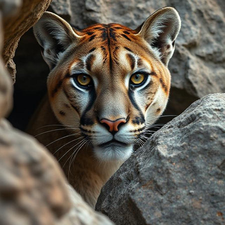 Portrait of a beautiful leopard (Panthera concolor)の素材