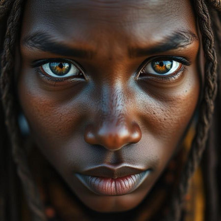 Close-up portrait of a beautiful African woman with dreadlocksの素材