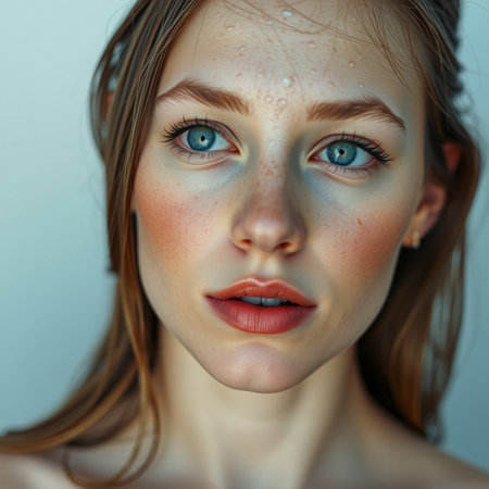 Portrait of a beautiful young woman with blue eyes. Beauty, fashion.の素材