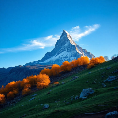 Matterhorn mountain in autumn, Zermatt, Switzerland.の素材