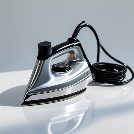 Iron on a white background. Ironing and ironing concept.の素材