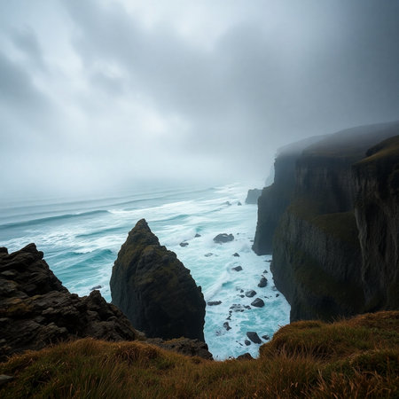 Cliffs of Moher in County Clare, Ireland. Cloudy day.の素材