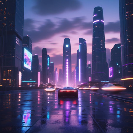 night scene in Shanghai, China. 3d rendering.の素材