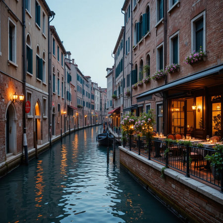 view of a canal in Veniceの素材