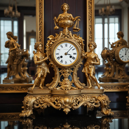 Antique clock in the interior of the palace of Versaillesの素材