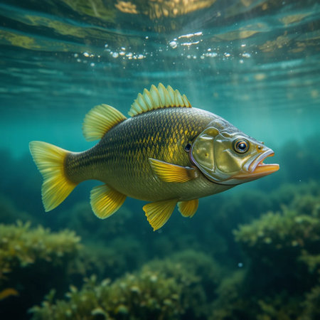 Carp fish swimming in the water. Beautiful underwater world with fish.の素材