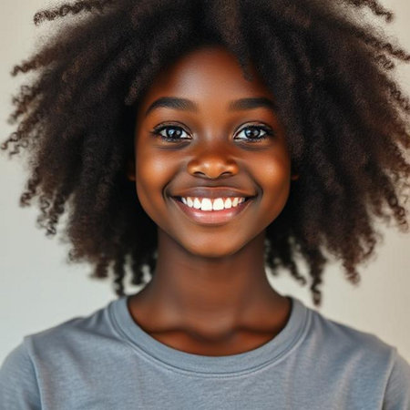Portrait of a beautiful young african american woman smiling.の素材