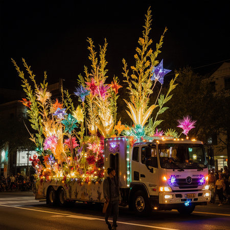 Festival of lights in the streets of Barcelona.の素材