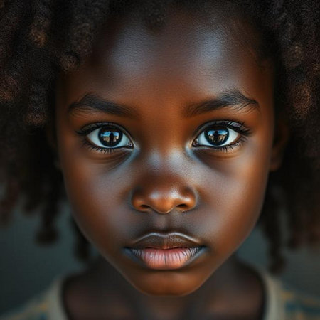Portrait of a beautiful African American little girl. Close-up.の素材