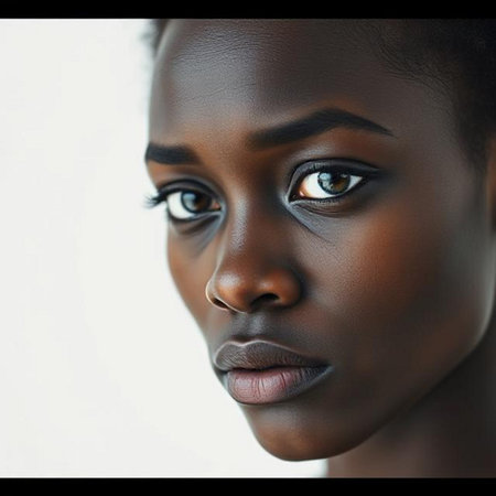 Portrait of beautiful young African American woman with make upの素材
