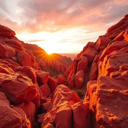 Sunset over the Valley of Fire State Park, Nevada, USAの素材