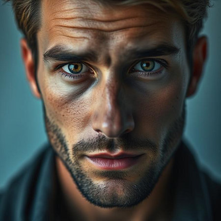 Close-up portrait of a handsome young man. Men's beauty, fashion.の素材