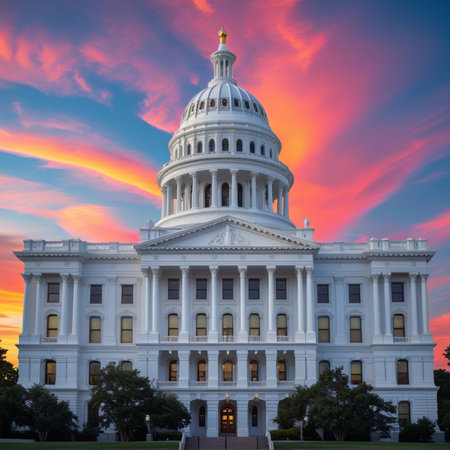 Capitol building in Washington DC, United States of America at sunsetの素材