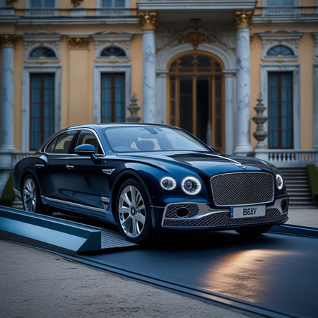 Luxury Rolls-Royce Phantom Blue coupe parked in Stockholm.の素材