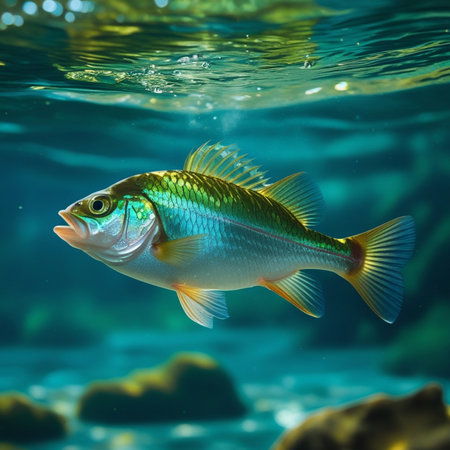 Tropical fish in aquarium. Aquarium scene with colorful fish.の素材