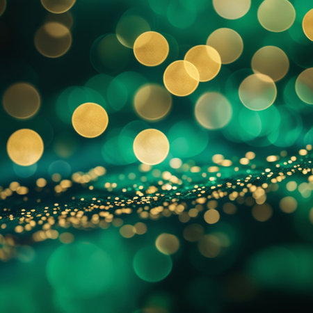 abstract christmas background with bokeh defocused lights and starsの素材