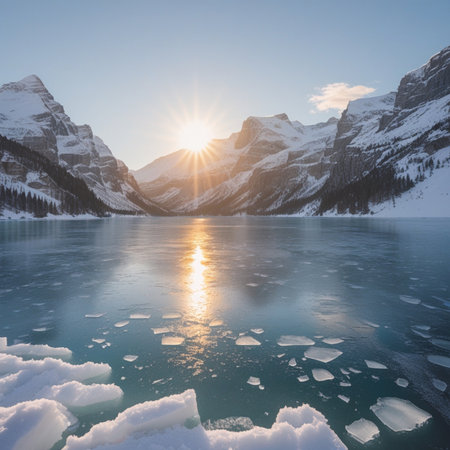 Sunrise on Lake Louise, Banff National Park, Alberta, Canadaの素材