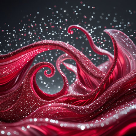 Abstract red wavy background. 3d rendering, 3d illustration.の素材