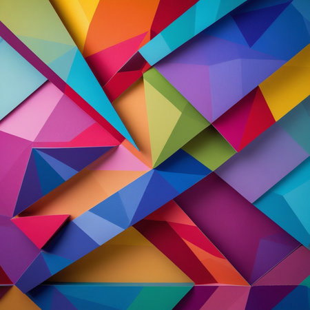 abstract background with multicolored triangles, 3d render illustrationの素材