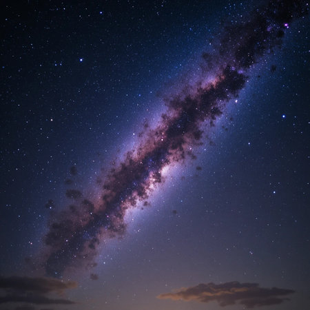 Milky way and stars in the night sky. Long exposure photograph.の素材
