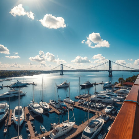 Aerial view of the 25th of April Bridge, Lisbon, Portugalの素材