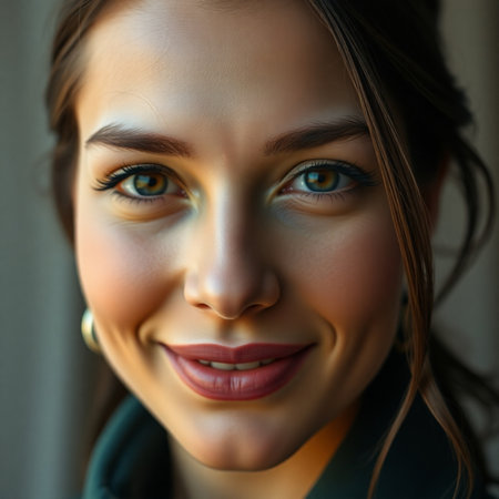 Portrait of a beautiful young woman with bright make-up.の素材