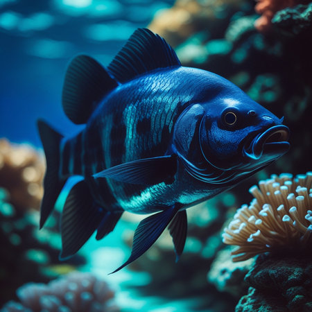 Beautiful tropical fish swimming in the sea. Underwater world.の素材