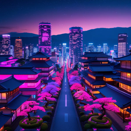 Night view of Nanjing city, Jiangsu Province, China.の素材