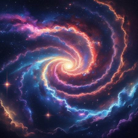 Fractal spiral in space, computer generated abstract background, 3D renderingの素材