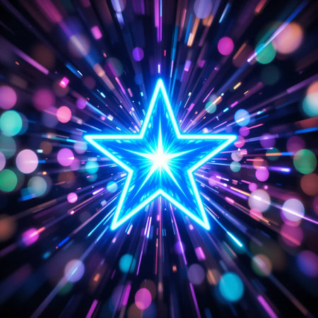 Star icon on a colorful background. Vector illustration. Eps 10.の素材
