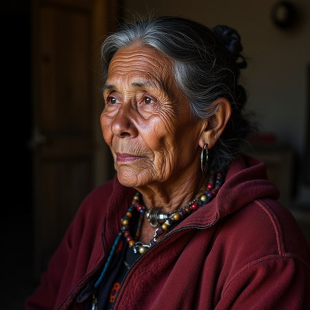 Portrait of an elderly woman in the village of Mae Hong Son, Thailand.の素材