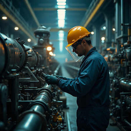 Engineer or Technician working in oil and gas factory. Industrial background.の素材