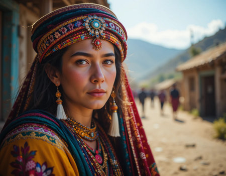 Unidentified Nepalese woman in traditional clothesの素材