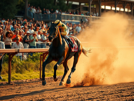 Closeup of a galloping Arabian black stallion at the Nationaldags Galoppen at Gardet.の素材