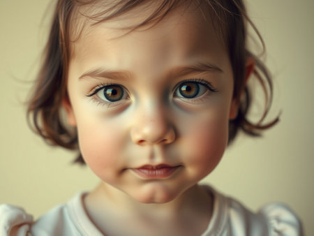 Portrait of a cute little girl with blue eyes. Studio shot.の素材
