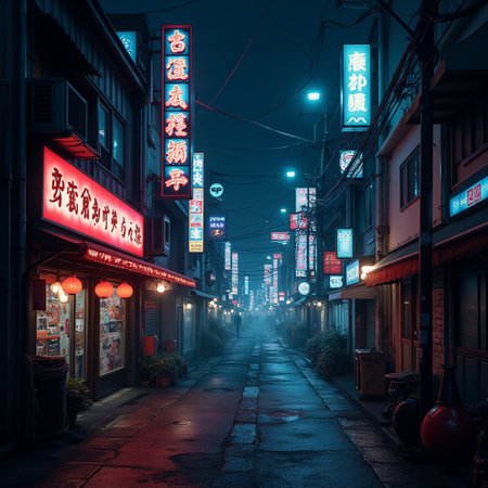 Chinese street at night in Suzhou, China. Suzhou is famous for its ancient architecture.の素材