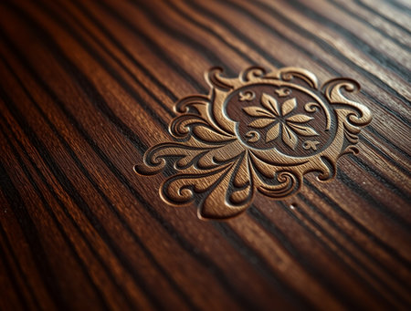 Closeup of decorative element on wooden background. Selective focus.の素材