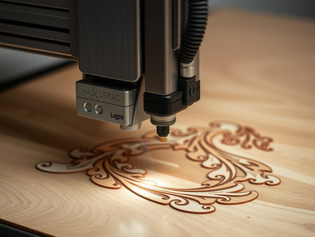 3D printer working on a wooden surface. Close-up.の素材
