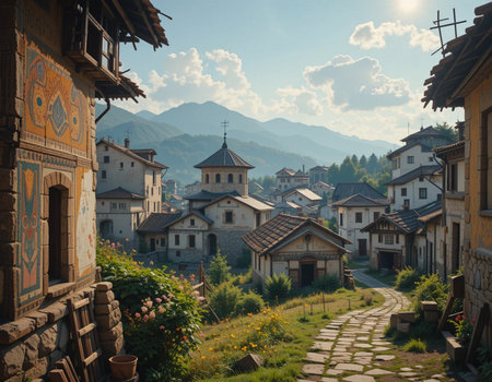 Beautiful view of the ancient village of Svaneti, Georgiaの素材