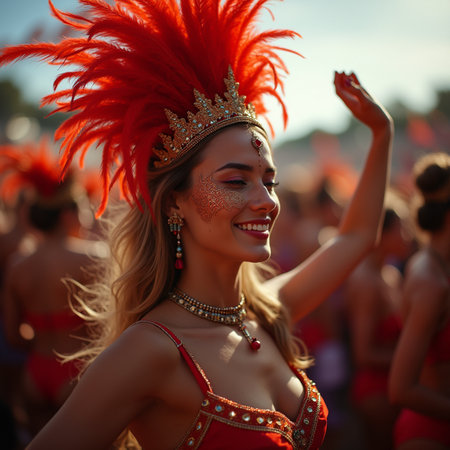 Participants in the Moscow carnival parade. Moscow carnival is one of the biggest carnivals in the world.の素材