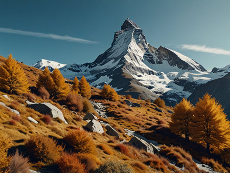 Matterhorn peak in autumn. Swiss Alps. Switzerland. Europe.の素材