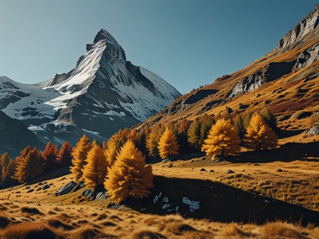 Matterhorn in autumn. Swiss Alps. Switzerland. Europe.の素材