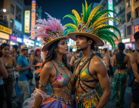 Unidentified Thai people with traditional costume participates at the annual gay parade in Bangkok, Thailand.の素材