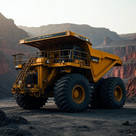 Dump truck in a quarry. 3d render. Technology.の素材