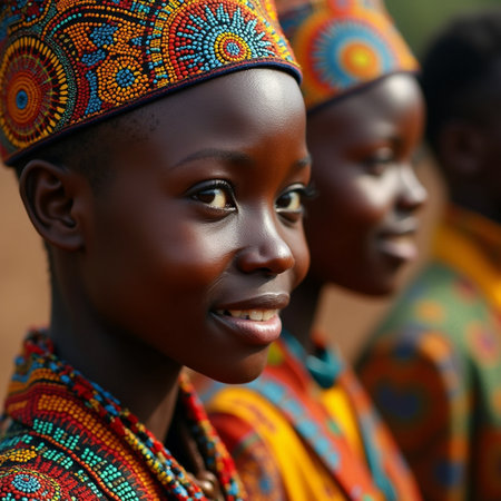 Portrait of a young African woman wearing traditional clothes, Kenyaの素材