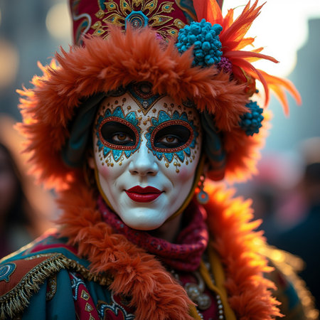 The Carnival at Basel (Basle - Switzerland) in the year 2015. The picture shows some costumed people.の素材