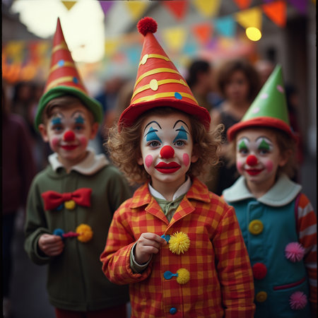 Clowns at the carnival in Prague.の素材