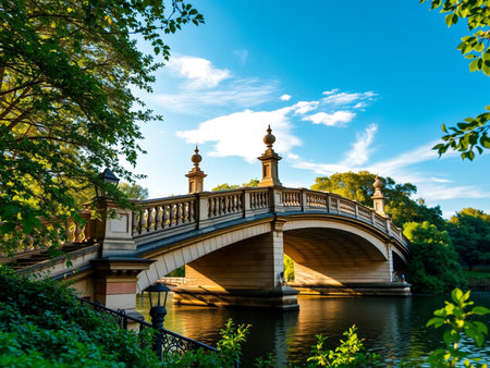 Bridge over the river in the park. Russia, St. Petersburg.の素材